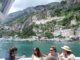 4 people sitting on a boat in the bay of Amalfi